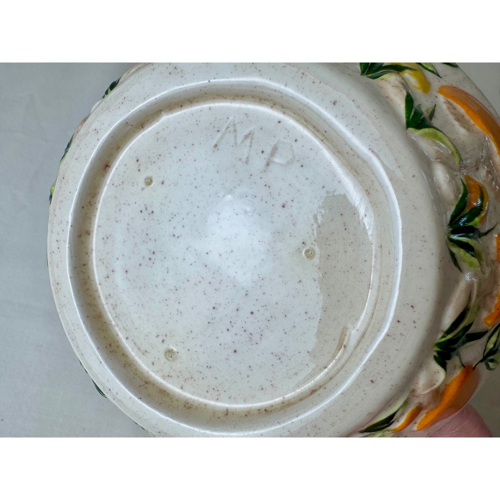 Vintage Arnels Mushroom Relief Ceramic Bowls Set 2 Orange MCM 70s Kitchen Decor - Picture 6 of 9